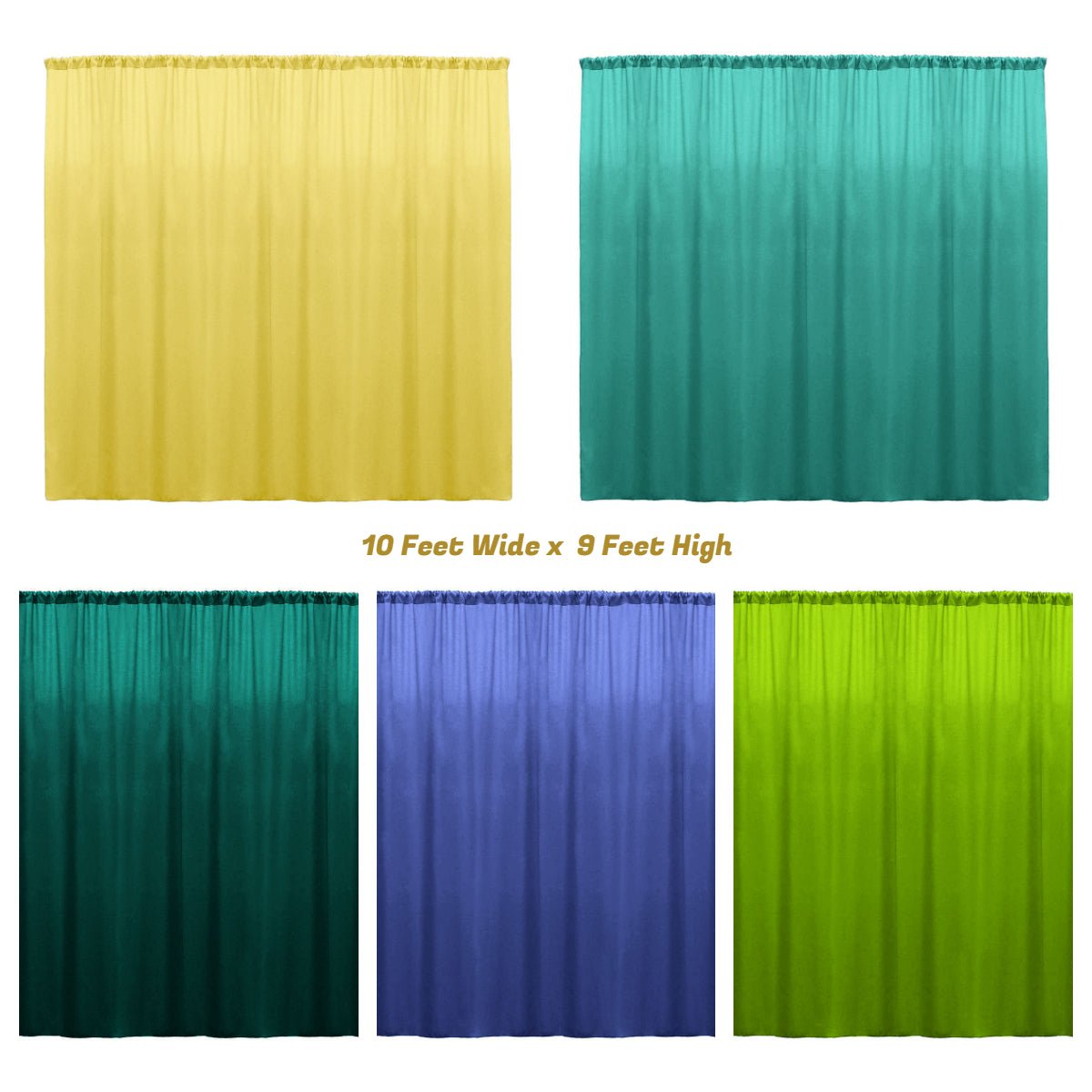 Backdrop Drape Curtain Polyester Poplin Fabric - Seamless, 10 Feet Wide X 9 Feet High (1 Panel)