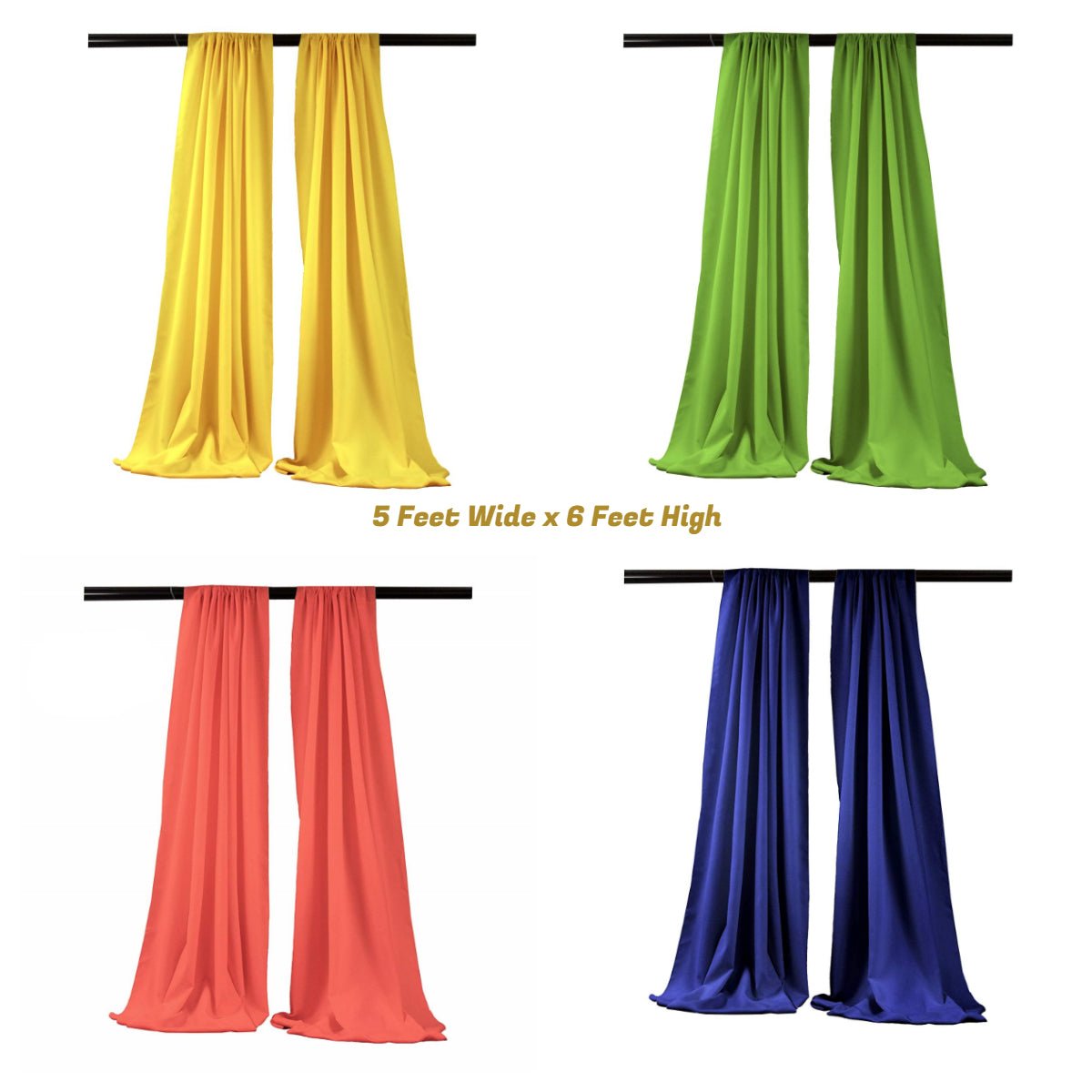Backdrop Drape Curtain Polyester Poplin Fabric - Seamless, 5" Width X 6" Height, Color Options (1 Set)