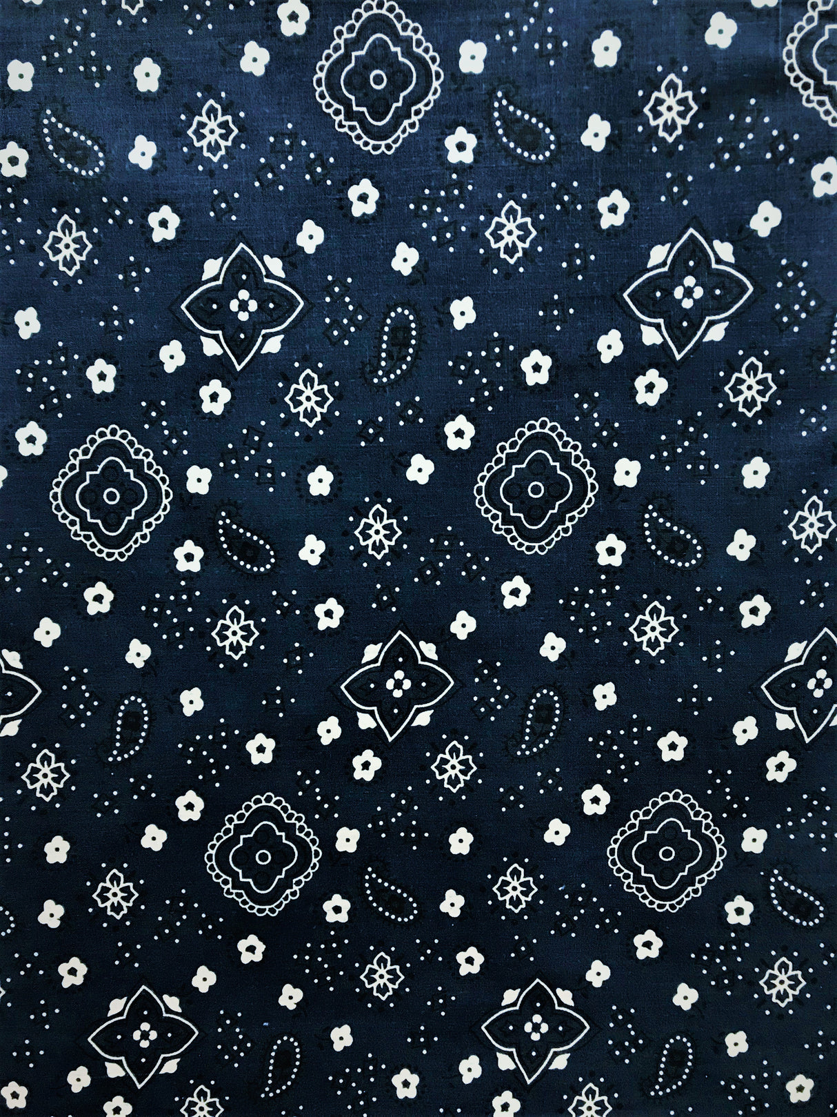 Paisley Bandanna Navy Poly Cotton Fabric - Navy Paisley Bandanna Print, 59/60" Width (1 Yard)