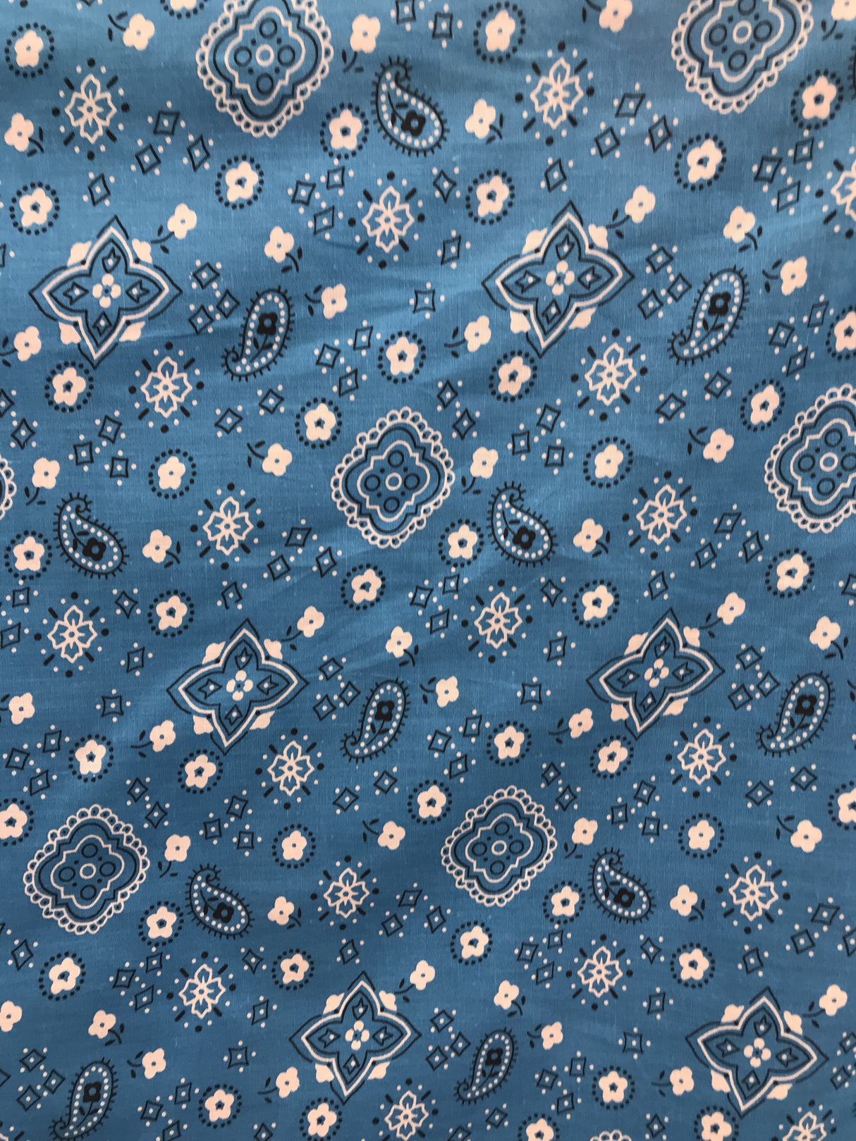 Paisley Bandanna Turquoise Poly Cotton Fabric - Turquoise Paisley Print, 59/60" Width (1 Yard)