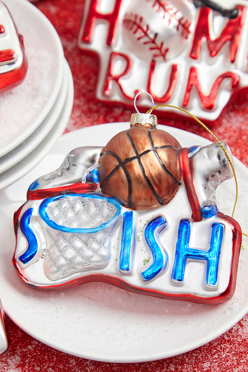4" Sports Basketball Glass Ornament Christmas Decor