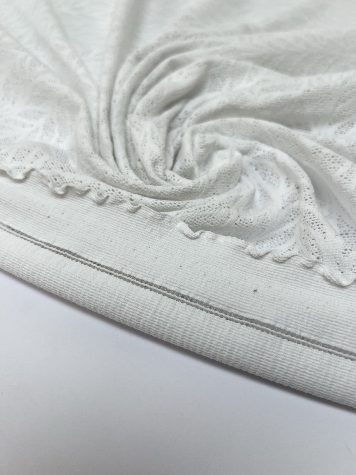Polyamide Elastane Knitted Floral White Fabric
