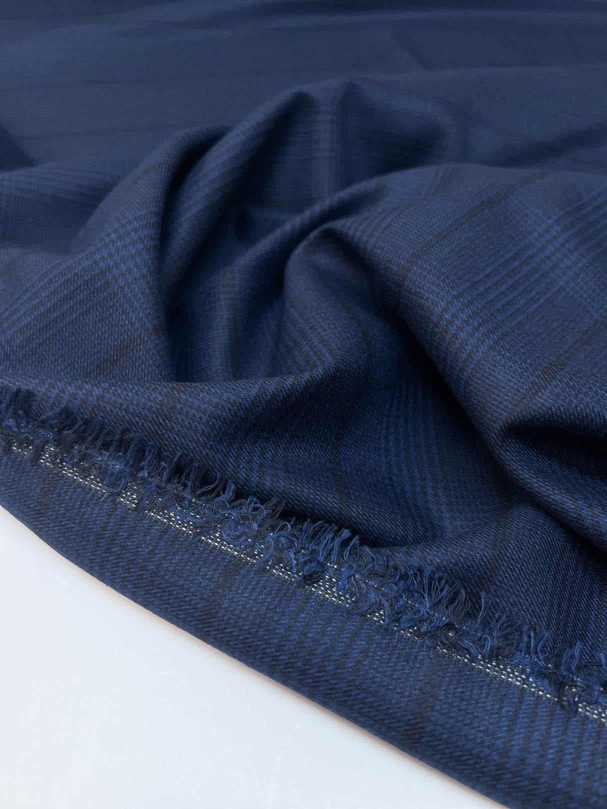 Blue Black Stretch Twill Fabric
