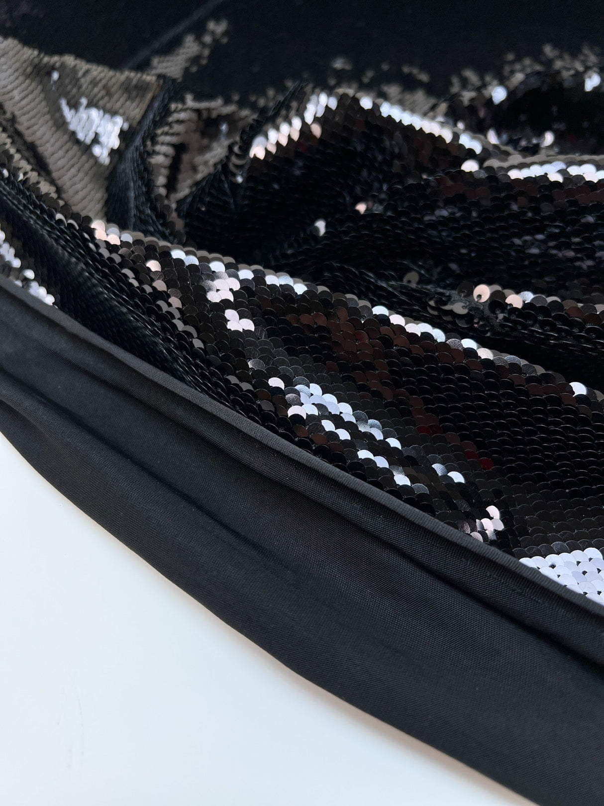 Black Knitted Sequins Polyamide Elastane