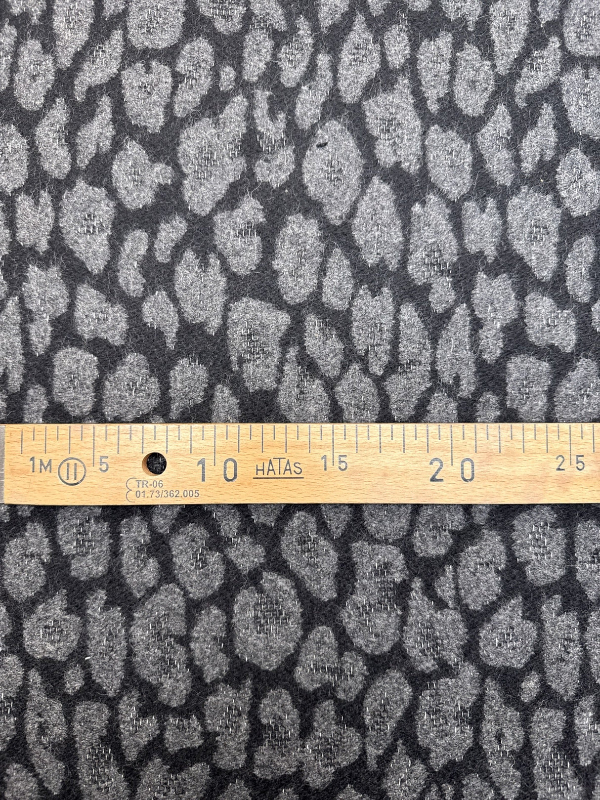 Wool Cotton Polyamide Double Weave Animal Print Gray Black