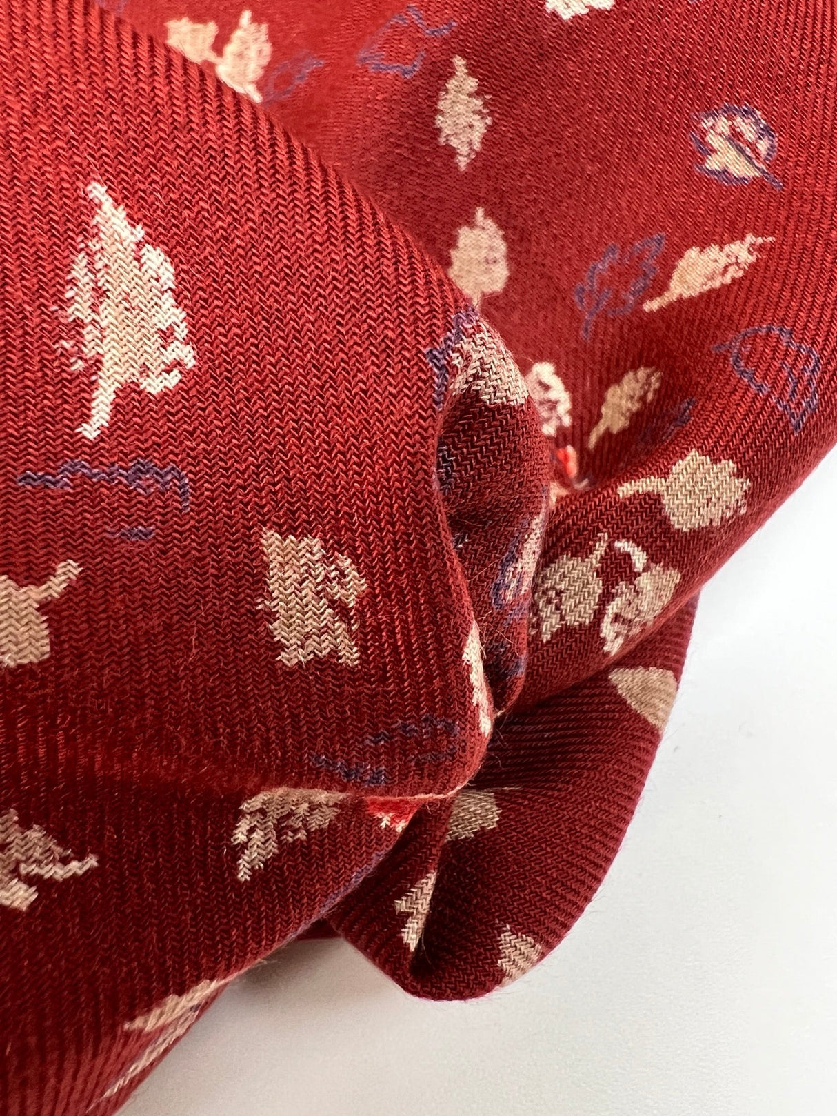 Acrylic Twill Printed Red Beige Floral Fabric