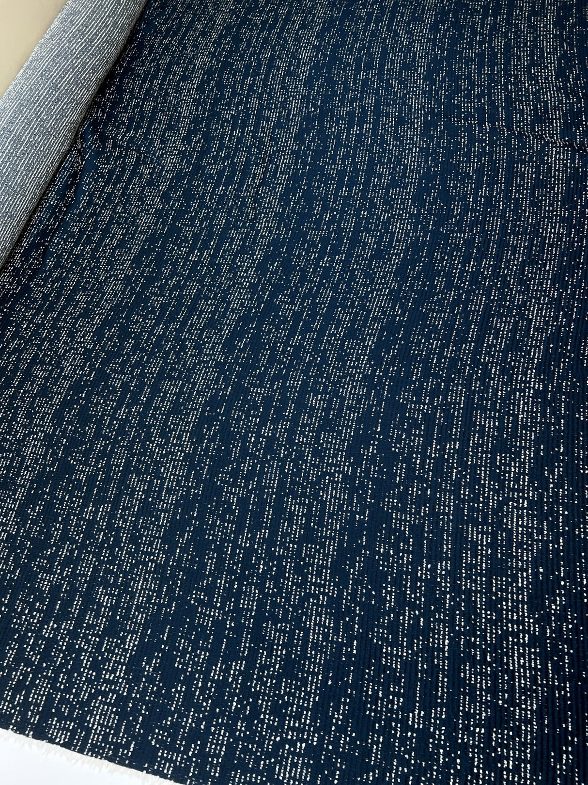 Cotton Flammé Fabric White Blue