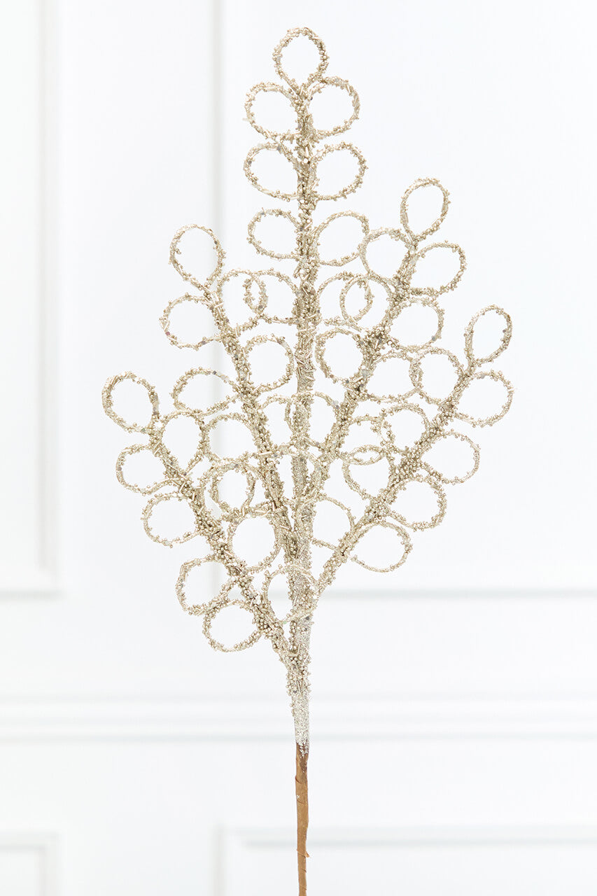 28" Champagne Beaded Glitter Loop Spray