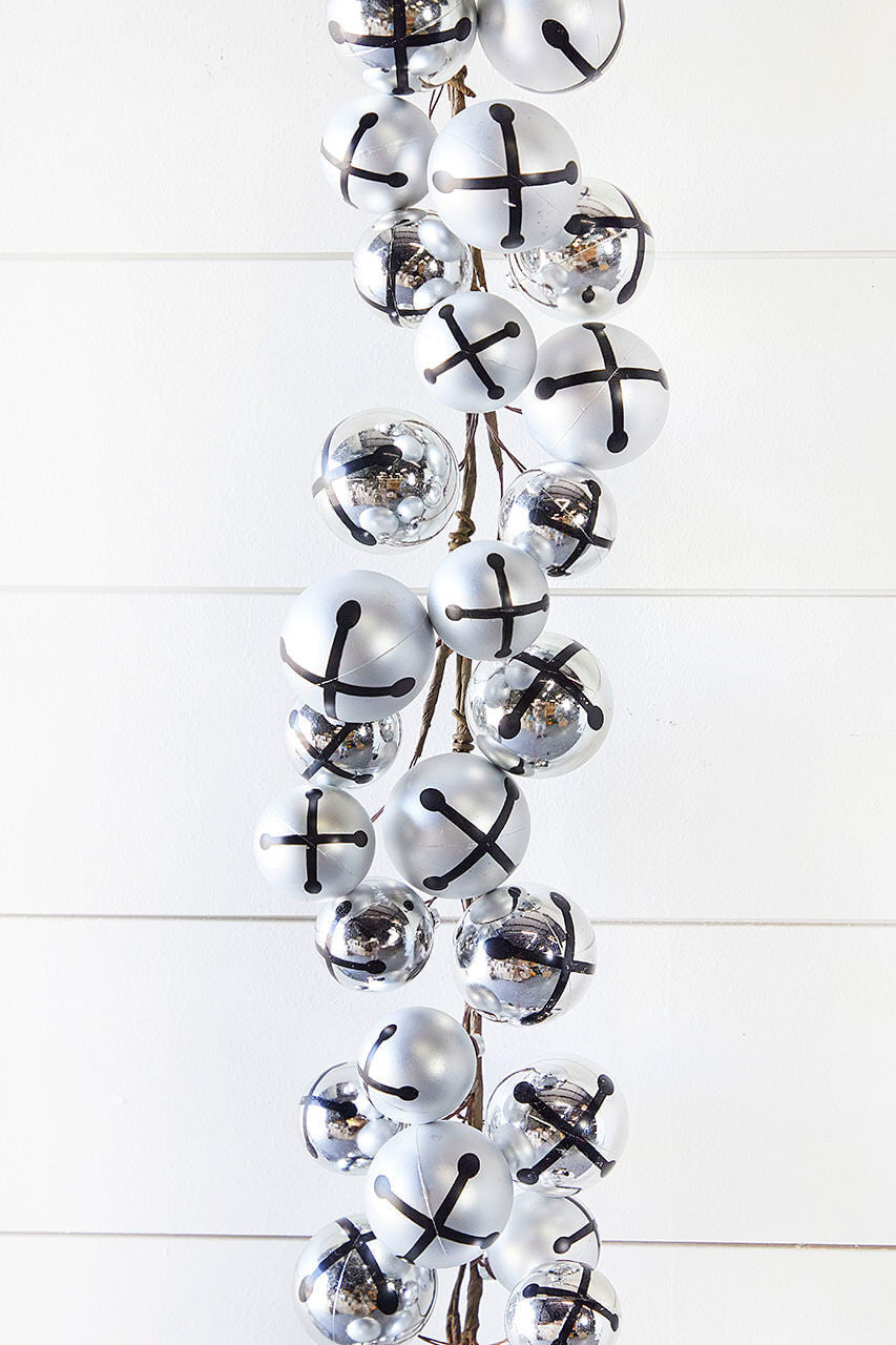 Silver Jingle Bells Christmas Garland 5Inch Holiday Decor