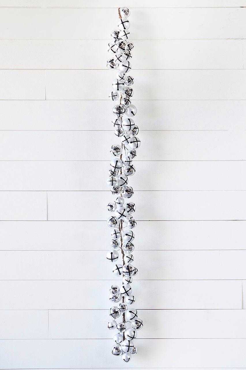 5' Silver Jingle Bells Garland Holiday Christmas Mantel Decor