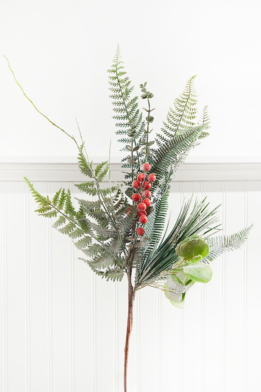 32 Inch Flocked Fern Spray