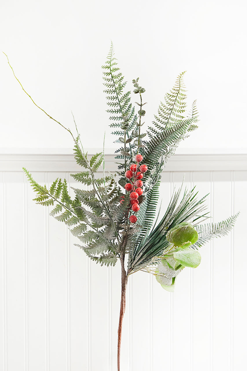 32" Flocked Fern Spray