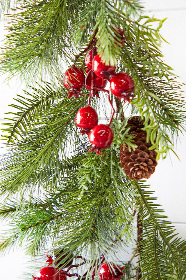 5' Berry Pine with Cones Garland Rustic Christmas Mantel Staircase Décor