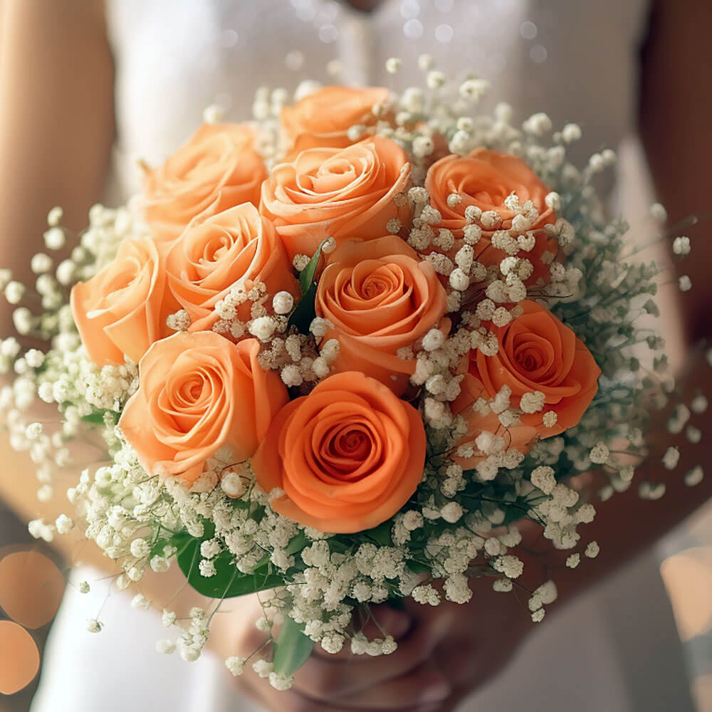 Orange Roses Bridesmaids Bouquets Fresh Wedding Flowers