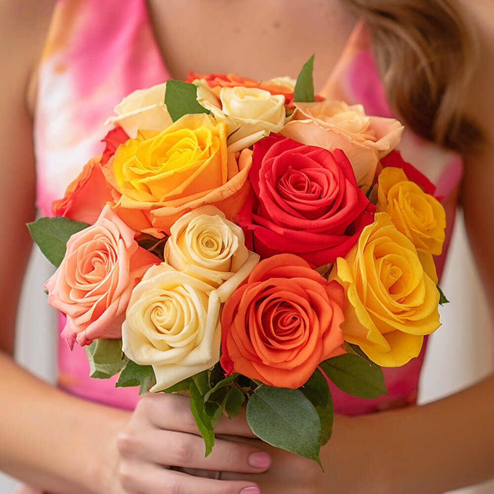 Assorted Color Roses Bridesmaids Bouquets 3 Sets 32 Stems Wedding Floral Royal Elegant Design