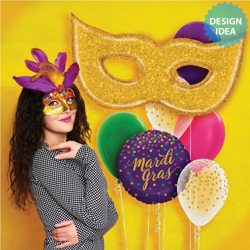 Latex Balloons Crystal Clear Gold Confetti Print