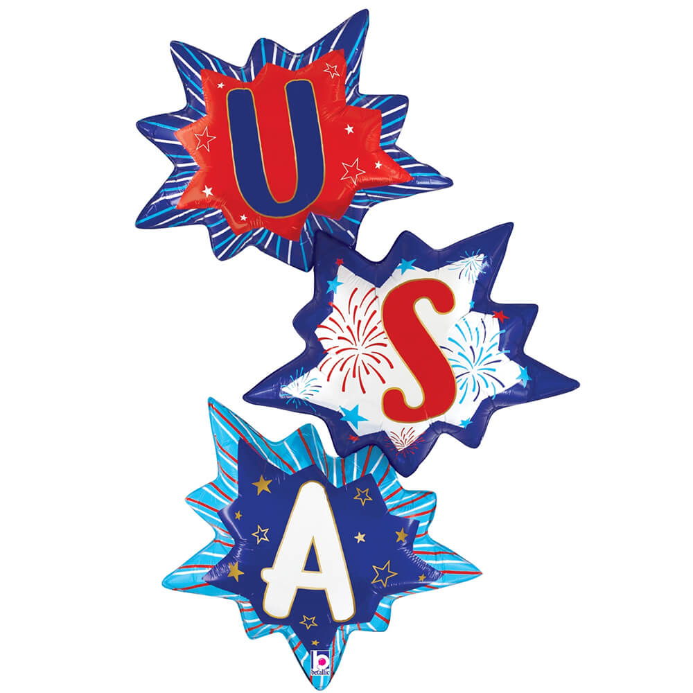 Patriotic, USA Balloon, Burst Balloon, Betallic, Helium Balloon, Air Inflate, Foil Balloon, 41 Inch, Fourth July, Party Decor, 4th july/ gradution (laballoons)