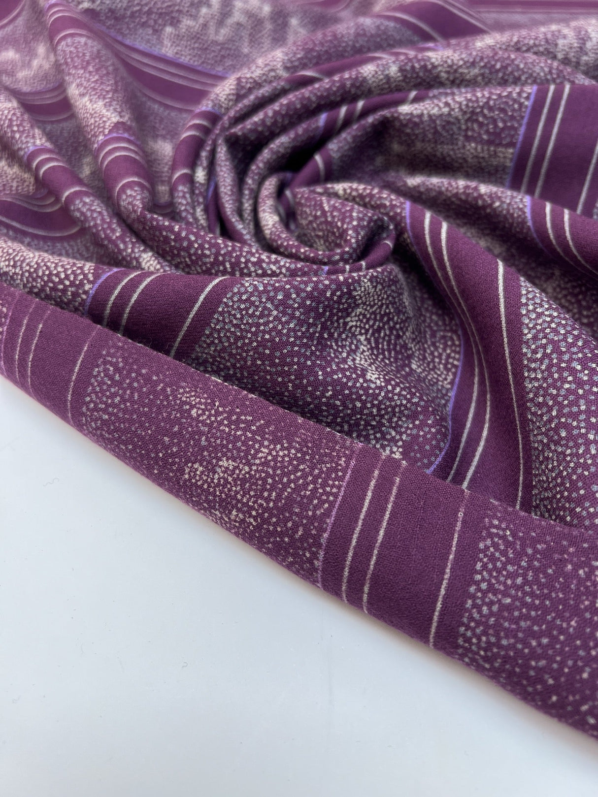 Wool Printed Purple Beige Fabric