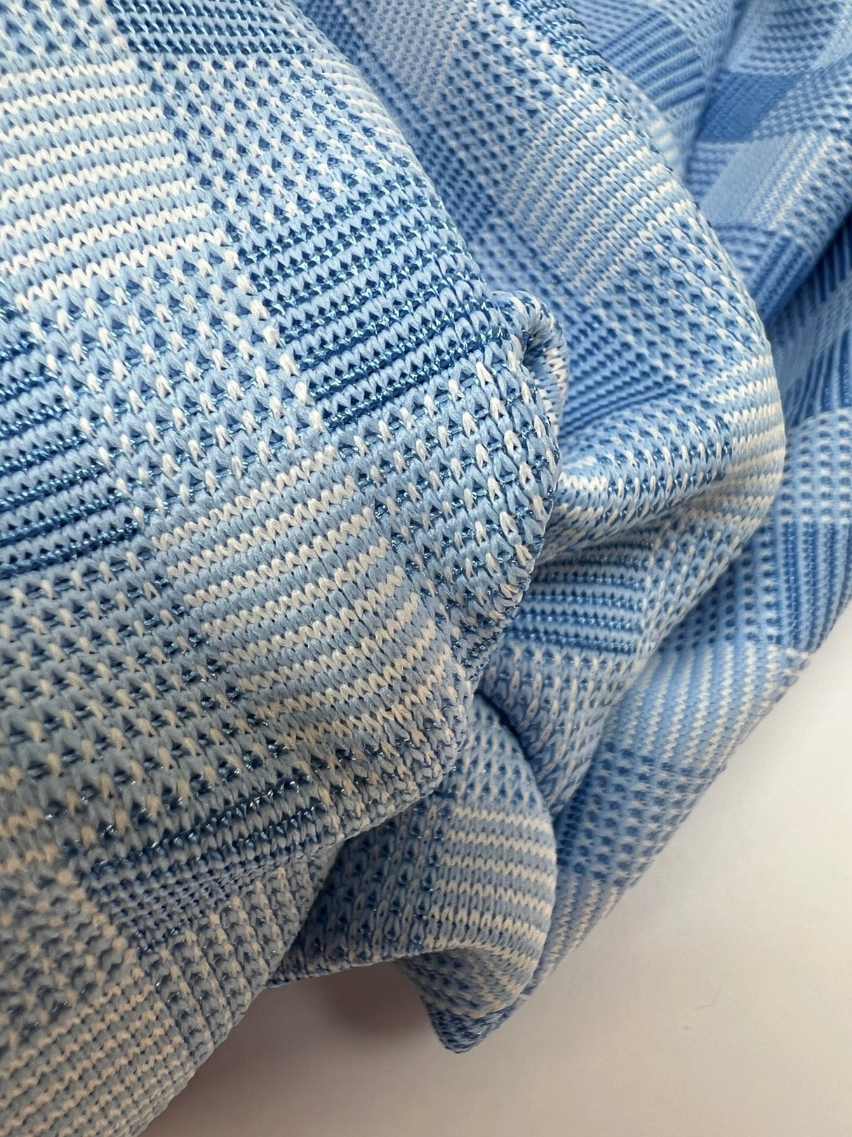Polyamide Elastane Checked Knit White Blue