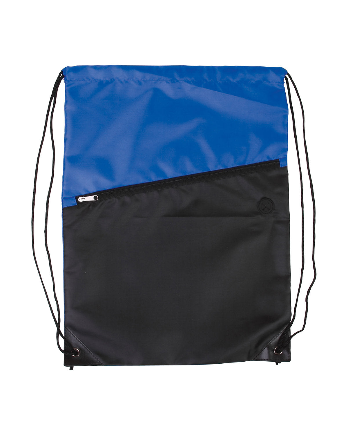 Two-Tone Poly Drawstring Backpack With Zipper