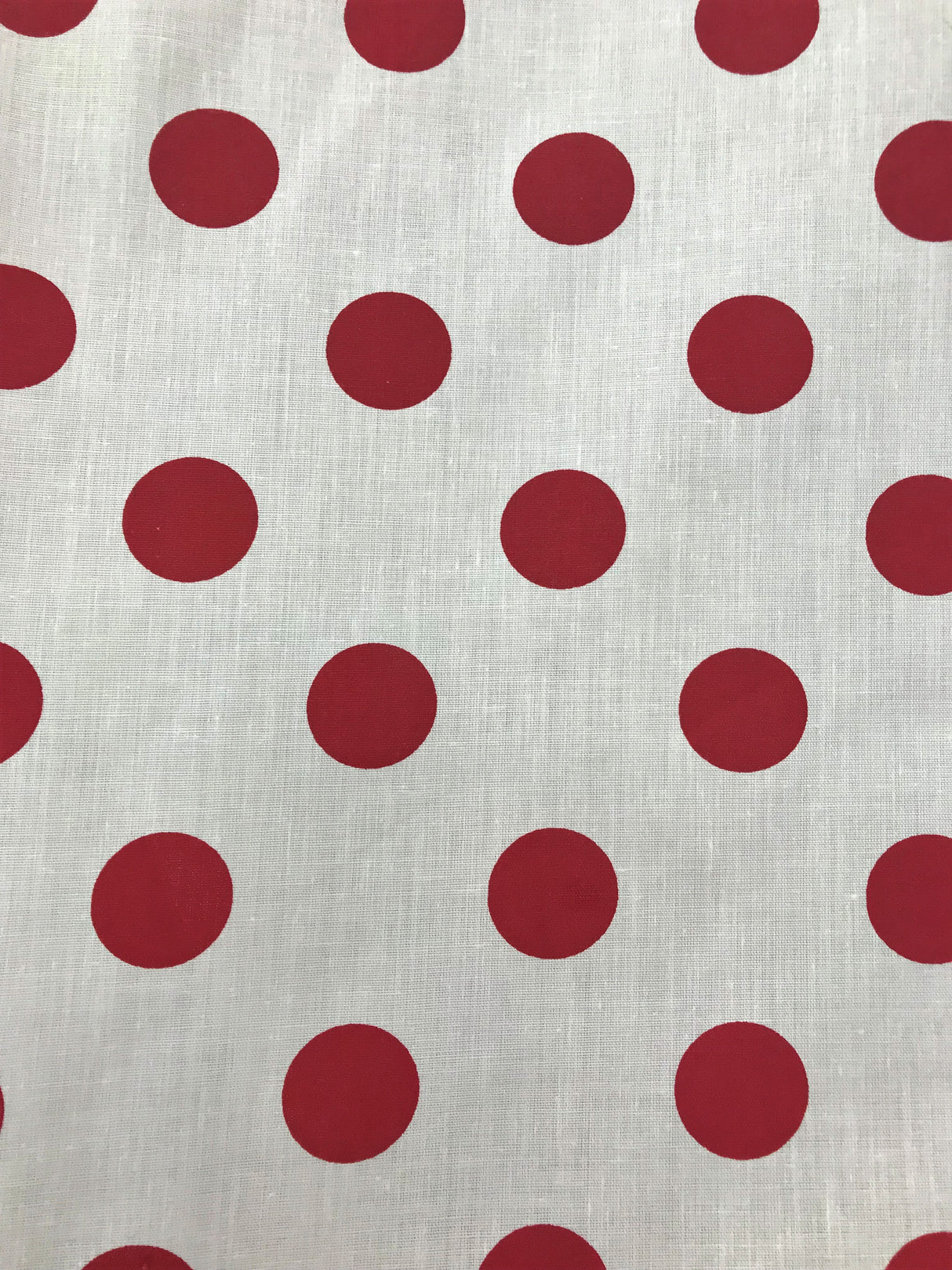 Red Dots White Poly Cotton Fabric - White With Red Big Polka Dots, 59/60" Width (1 Yard)