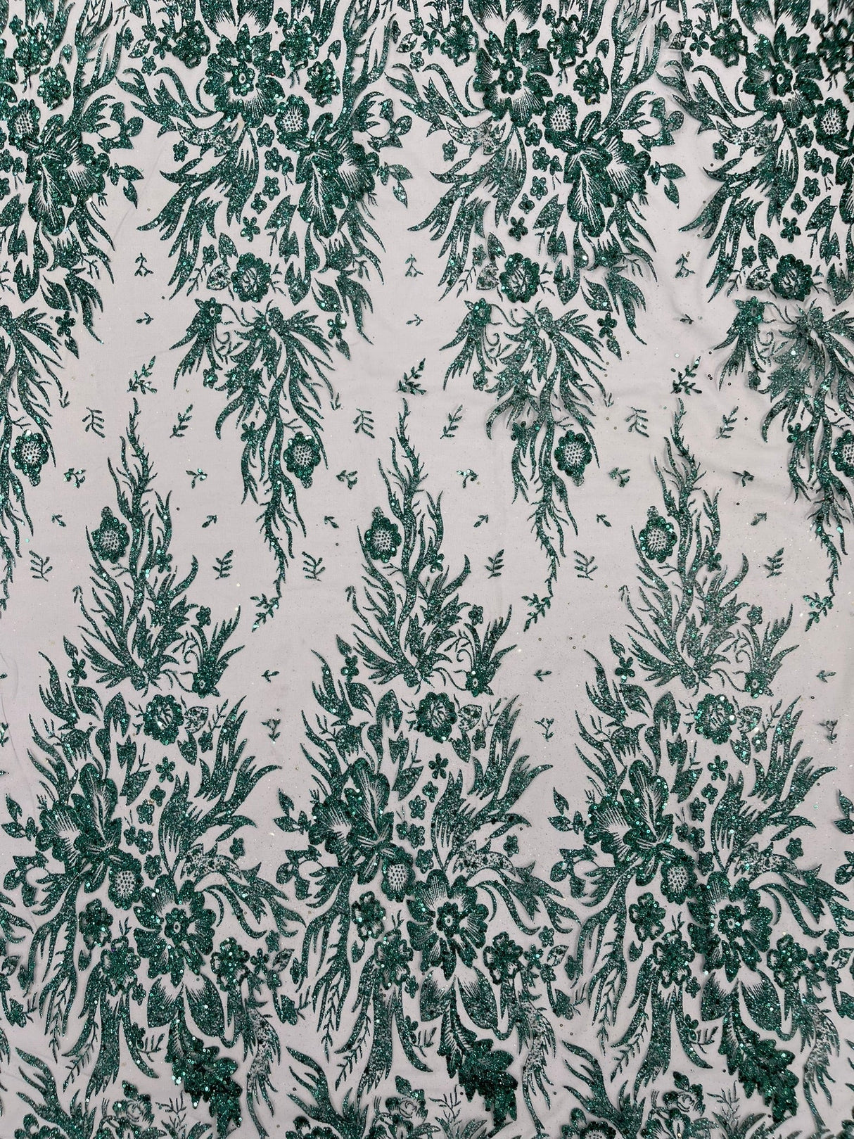 Big Glitter Damask Design On A Mesh Lace Fabric - Glitter Damask Pattern, 58" Wide (1 Yard)
