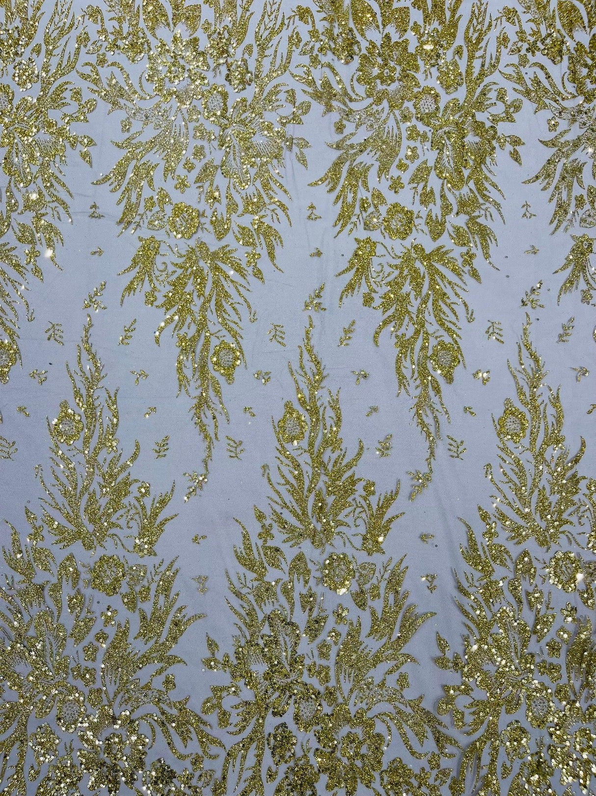 Big Glitter Damask Design On A Mesh Lace Fabric - Glitter Damask Pattern, 58" Wide (1 Yard)