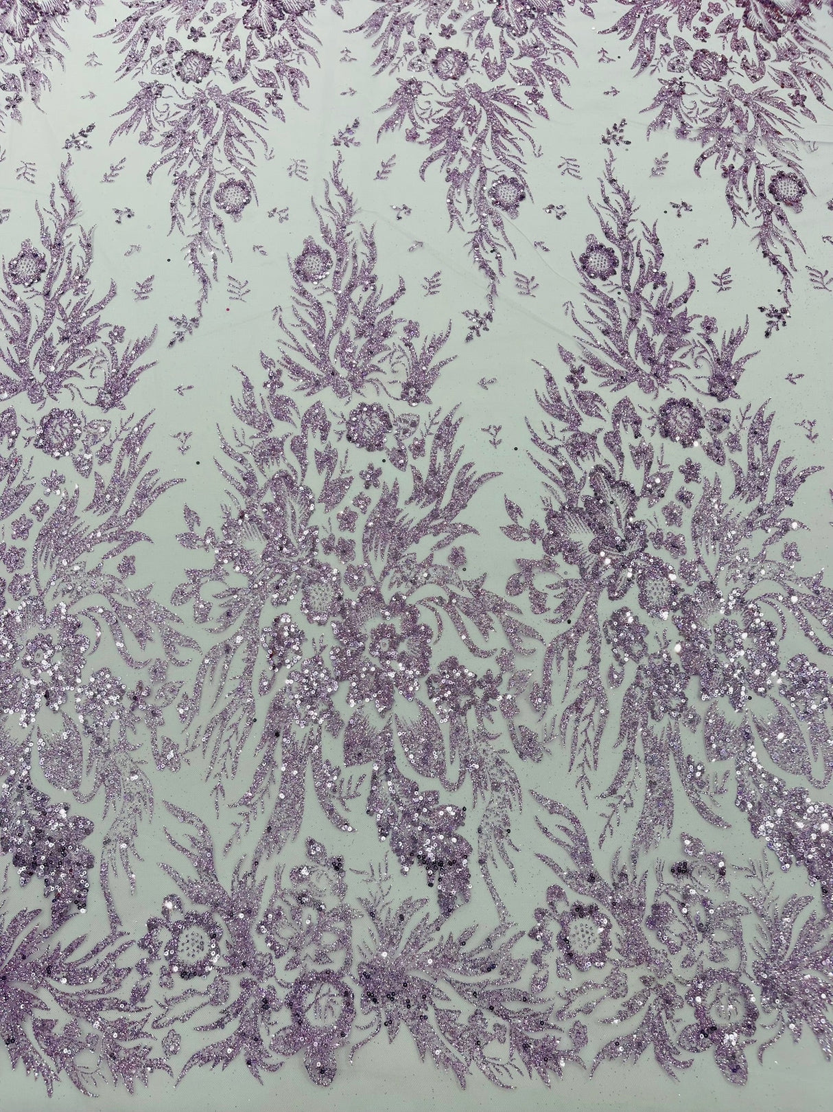 Big Glitter Damask Design On A Mesh Lace Fabric - Glitter Damask Pattern, 58" Wide (1 Yard)