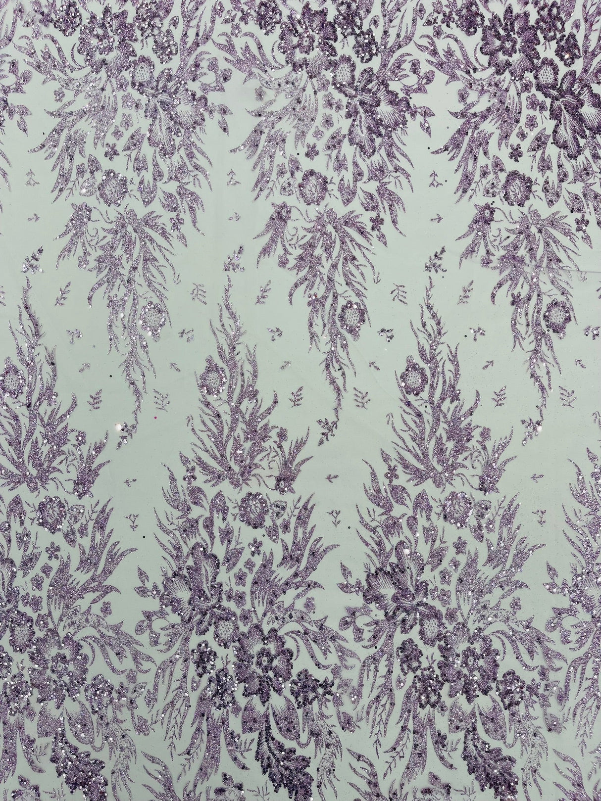 Big Glitter Damask Design On A Mesh Lace Fabric - Glitter Damask Pattern, 58" Wide (1 Yard)