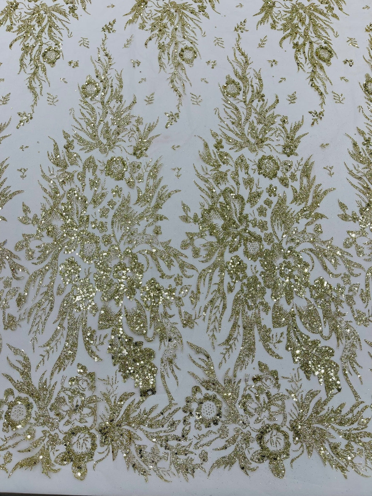 Big Glitter Damask Design On A Mesh Lace Fabric - Glitter Damask Pattern, 58" Wide (1 Yard)