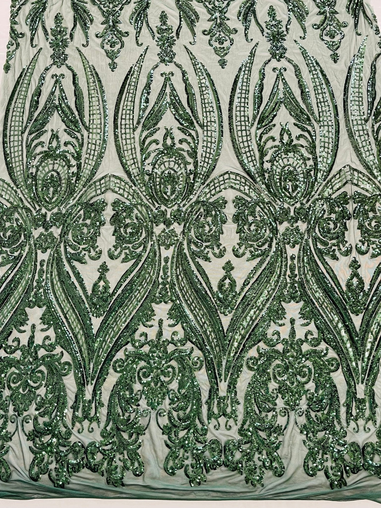 Big Sequin Damask Polyester Fabric - Damask Sequin Mesh, 54" Width (1 Yard)