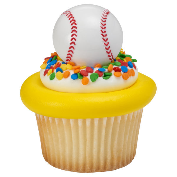 Baseball 3D ball Cupcake Cake rings- set of 12 toppers