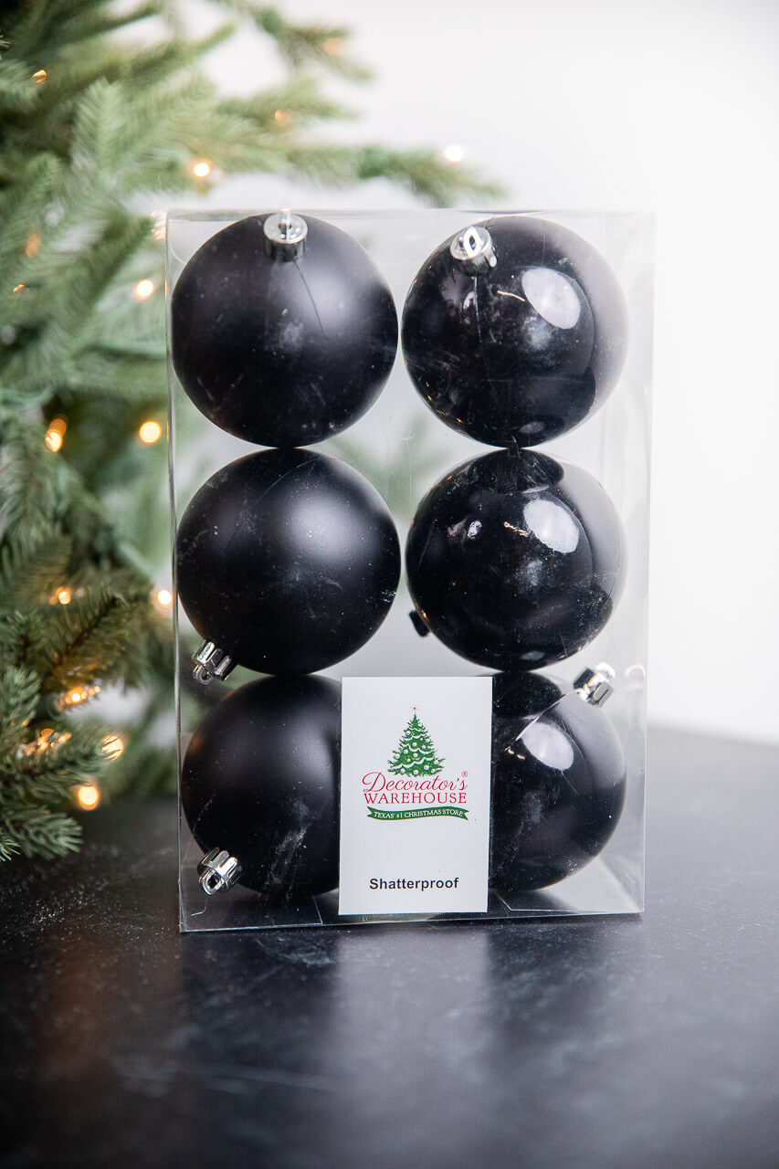 Black Assorted 8cm Shatterproof - Set of 6