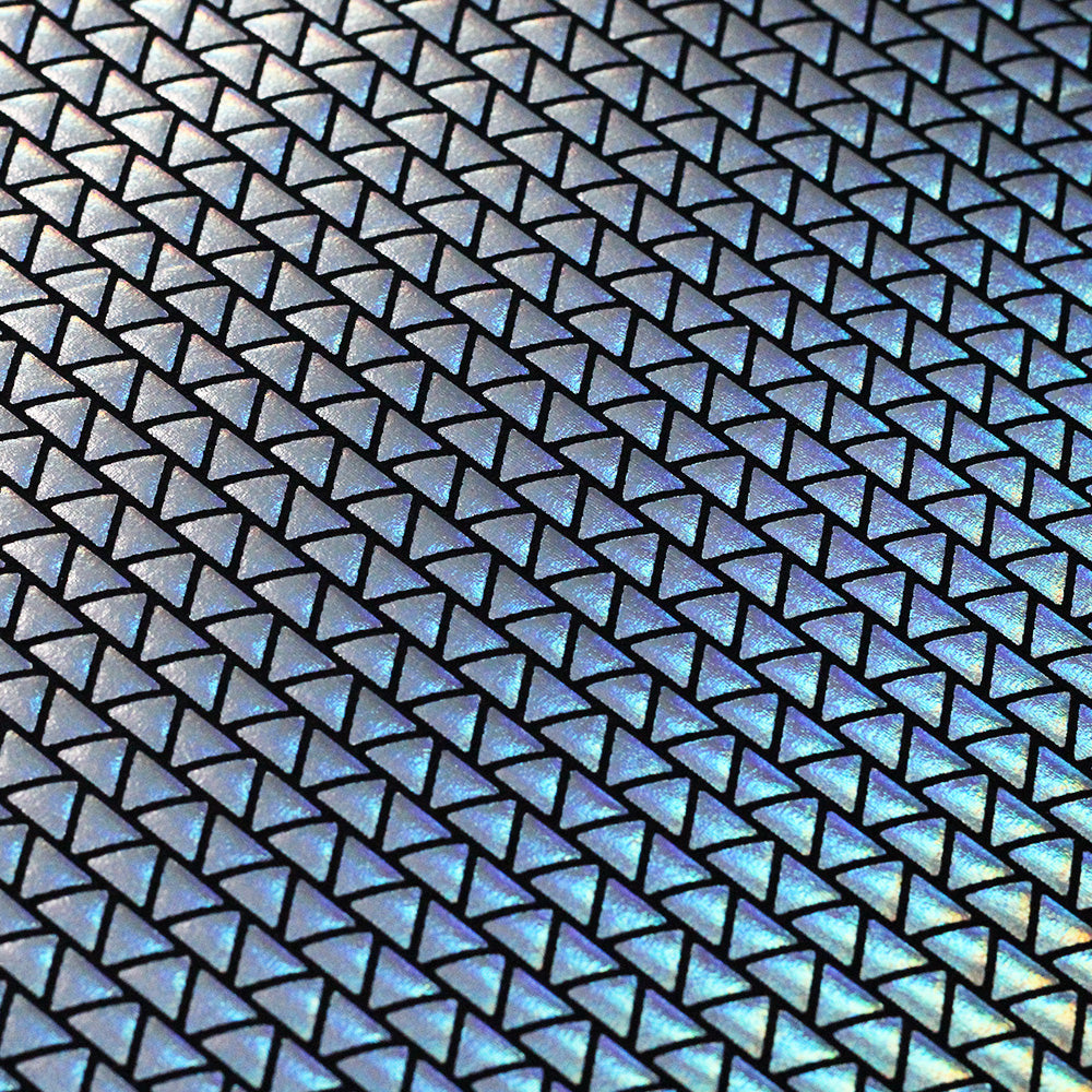 Disco Diamond Nylon Spandex Fabric - Hologram Triangle Print, 58/60" Width (1 Yard)
