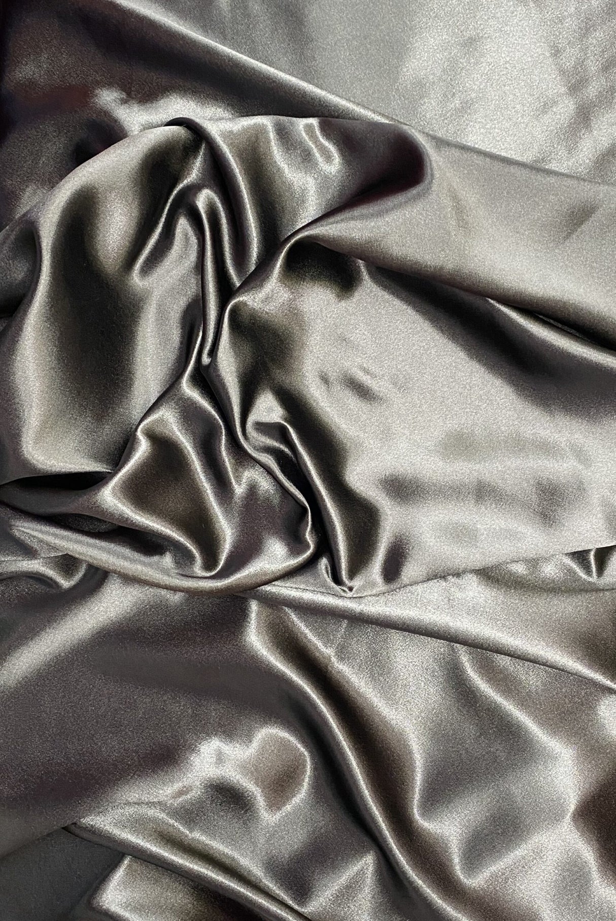 Crepe Satin Polyester Fabric - Black, 58" Width (1 Yard)