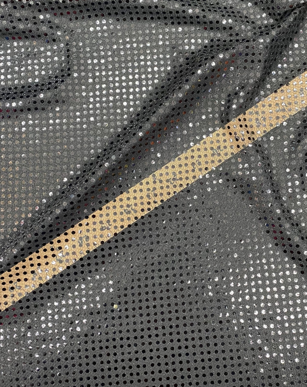 Black Small Confetti Sequin Polyester Fabric - Black Confetti Dot Sequin, 42" Width (1 Yard)