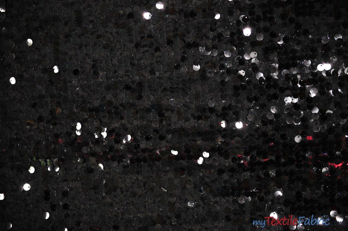 New York Dazzle Polyester Sequins Fabric - 6Mm Sequins, Semi Solid Mesh Sheer Background, 52" Width, Multiple Colors (1 Yard)