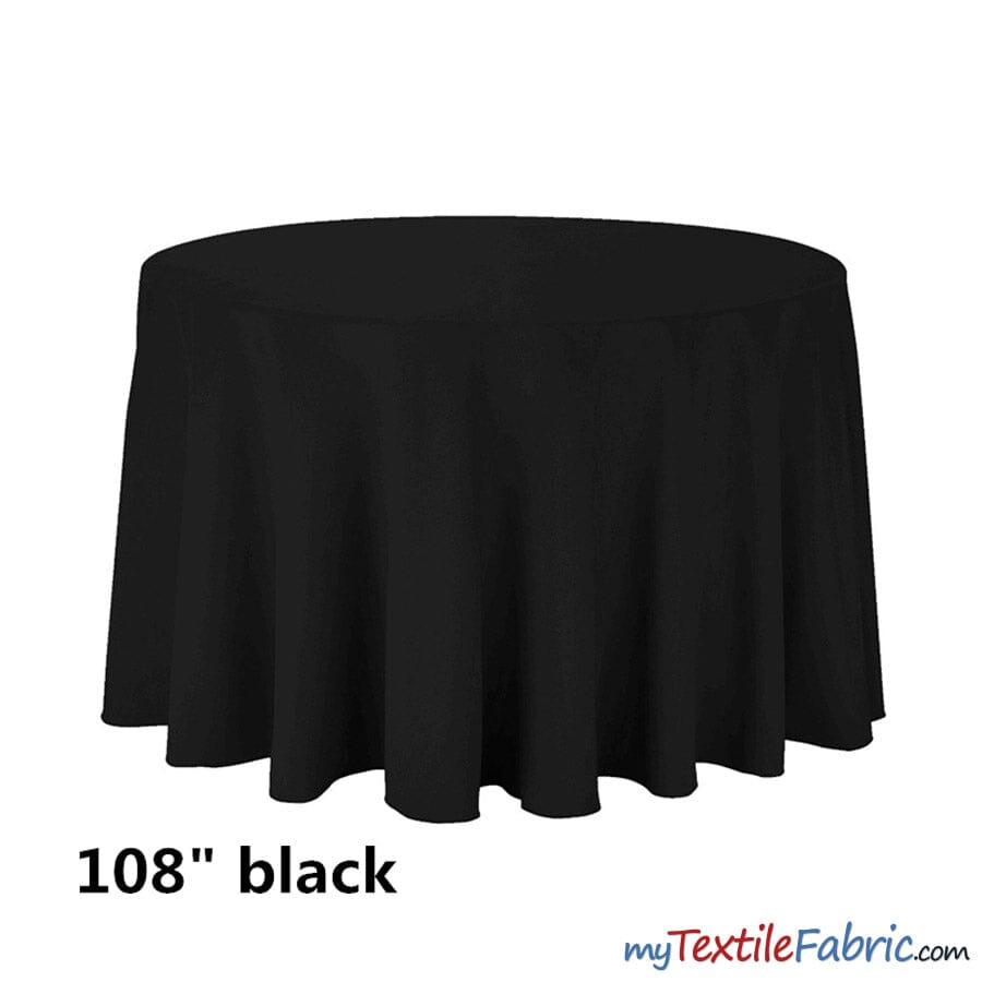 108 Inch Round Polyester Seamless Tablecloth Fabric - Solid Color, 108" Diameter (By Piece)