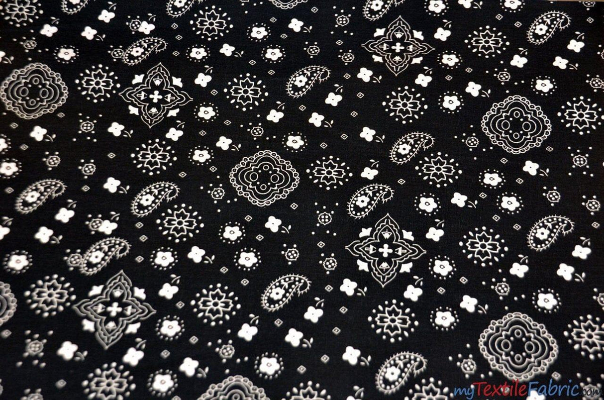 Bandana Cotton Print Polyester Cotton Broadcloth Fabric - Multiple Colors, 58/60" Width (1 Yard)