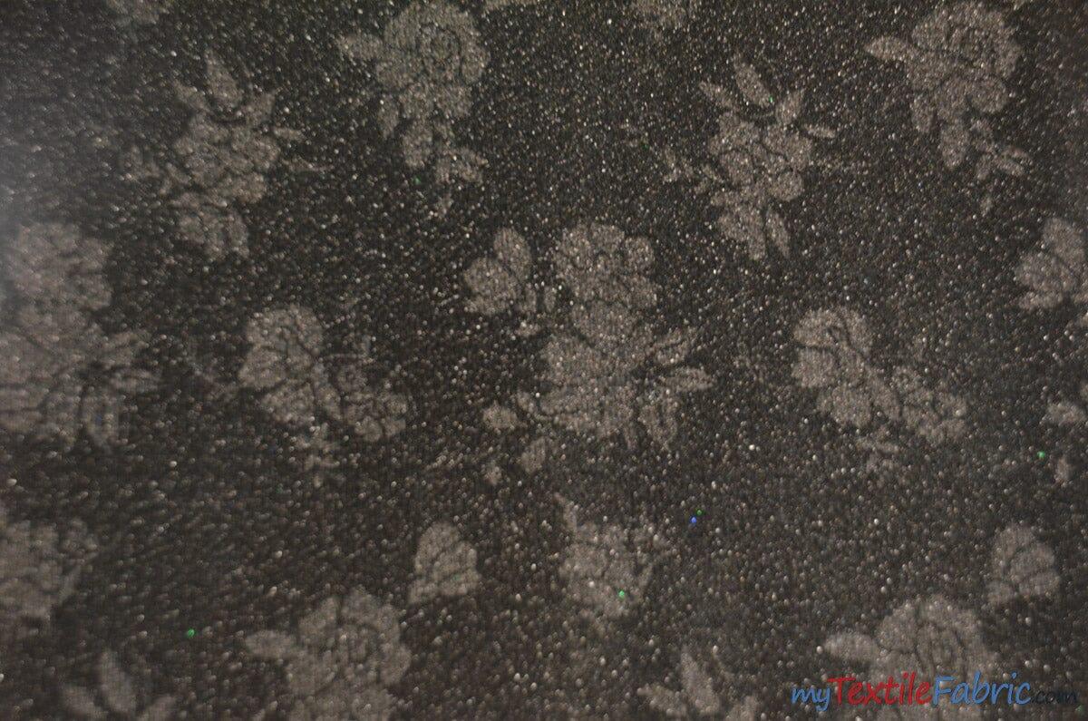 Embossed Floral Lurex Polyester Fabric - Metallic Embossed Floral Texture, 54" Width, 3 Colors (1 Yard)