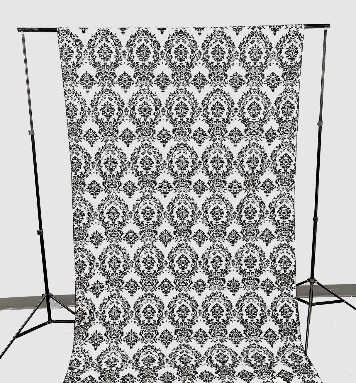 Damask Flocking Taffeta Fabric - Black Flocking Damask, 5 Feet Wide, 1 Panel (1 Panel)