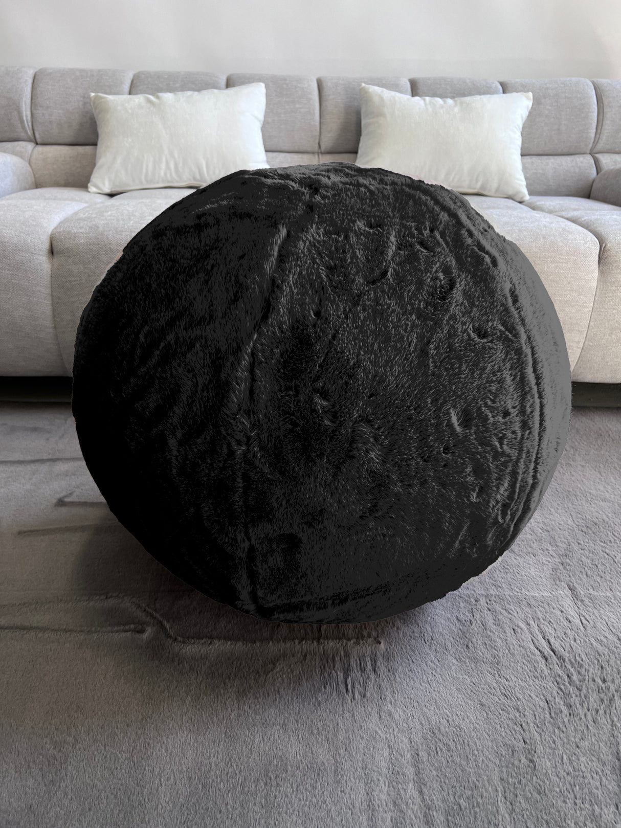 Style & Strength Ball Chinchilla Faux Fur Fabric - Gray, Black, Offwhite, 75" Diameter (1 Piece)