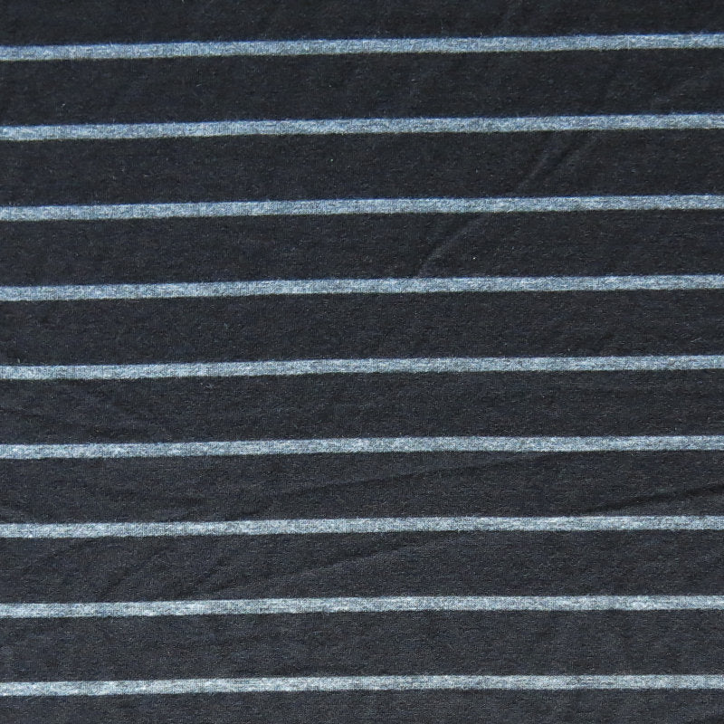 Bamboo Lycra Jersey Knit Fabric Black Heathered Charcoal Grey Stripe