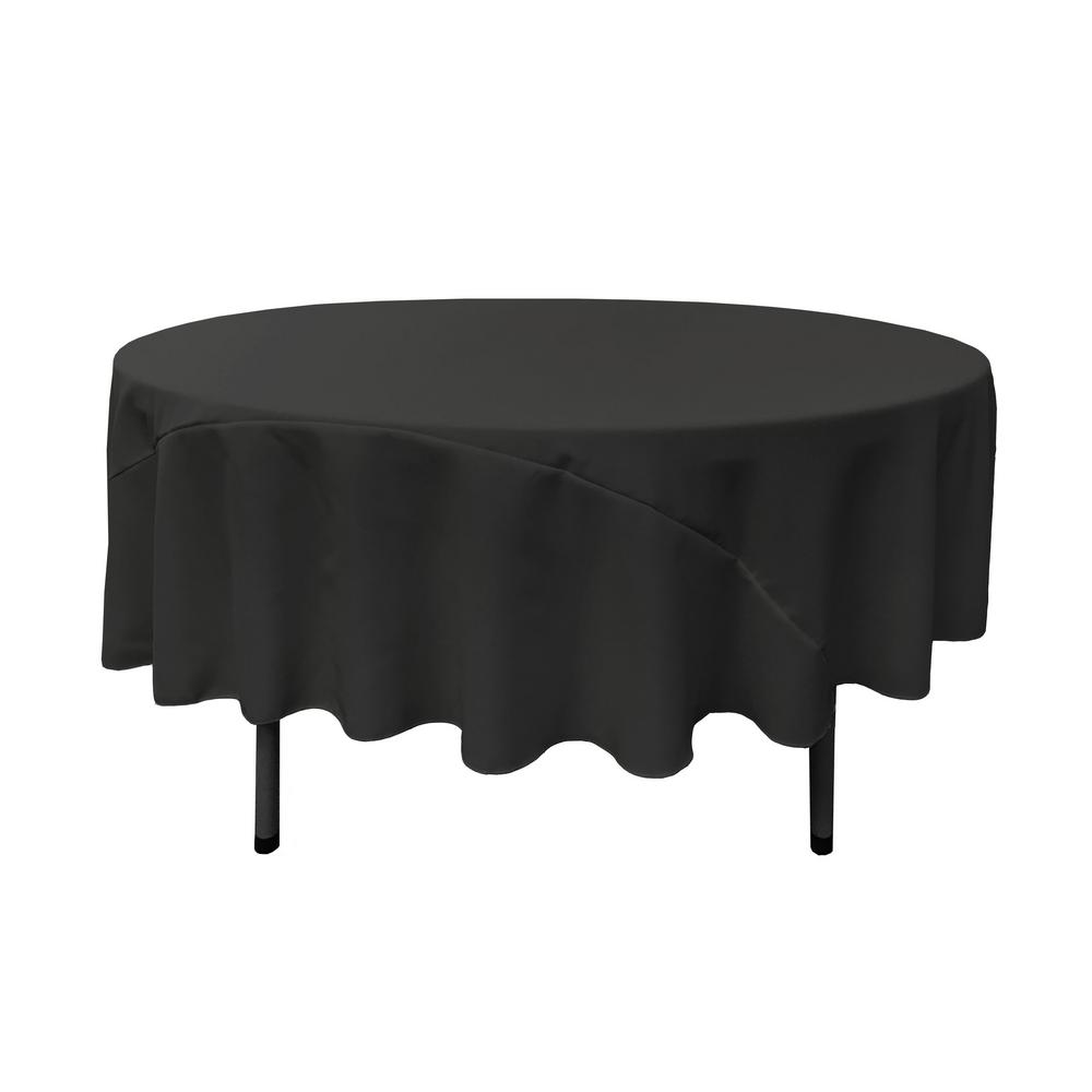 90″ Black Polyester Round Tablecloth