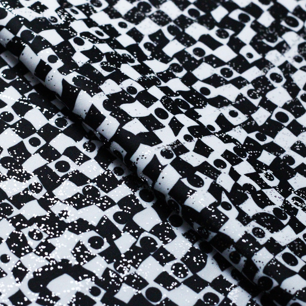 Flower Pop Twin Polyester Spandex Fabric - Black And White Or Multi Floral Garden Print, 58-60" Width (1 Yard)