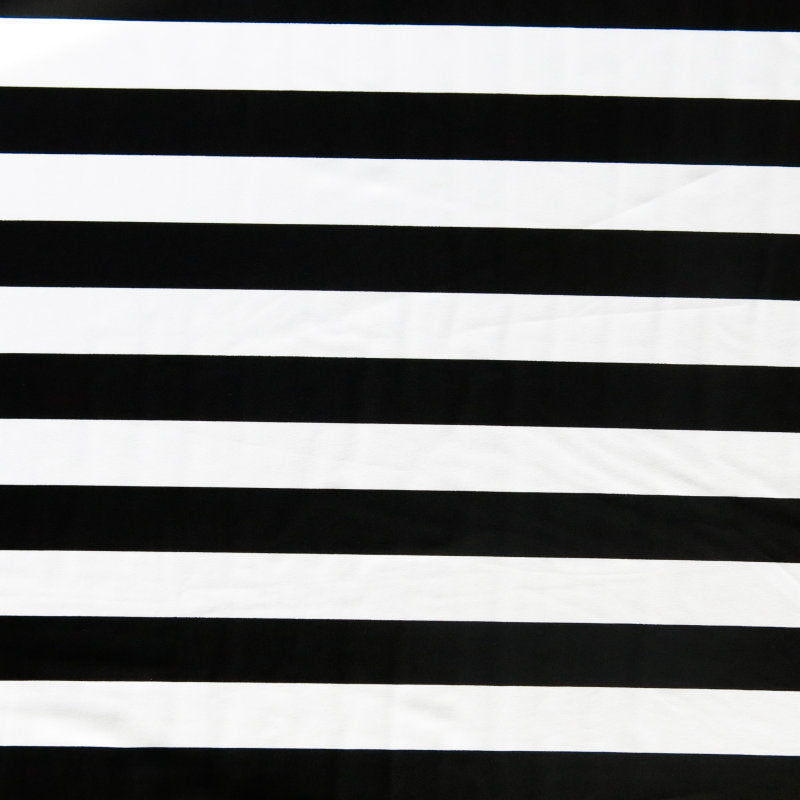 Swim Knit Black and White 1 Inch Stripe Nylon Spandex