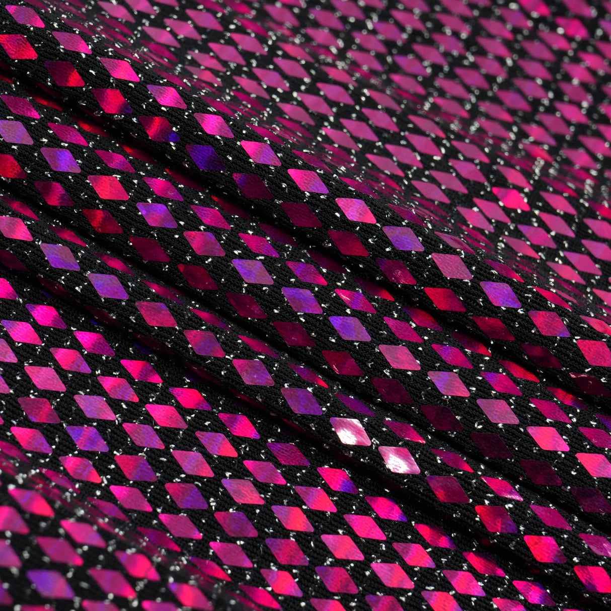 Bling Transfer Sequin In Lurex Nylon Spandex Fabric - Black/Silver, Black/Gold, Black/Fuchsia, Black/Royal, Black/Black, 58" Width, 175 GSM (1 Yard)