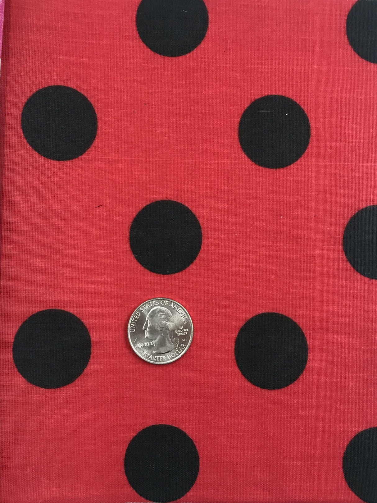 Black Dots/Red Polyester Cotton Fabric - Red With Black Polka Dots, 59/60" Width (1 Yard)
