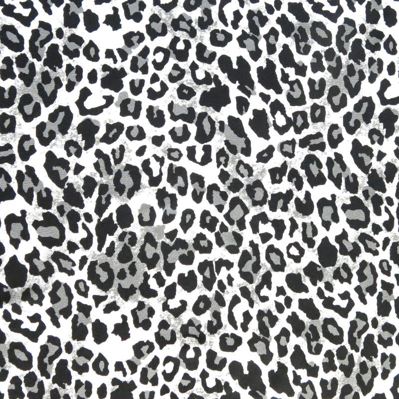 Nylon Spandex Swim Knit Black Grey Leopard Print