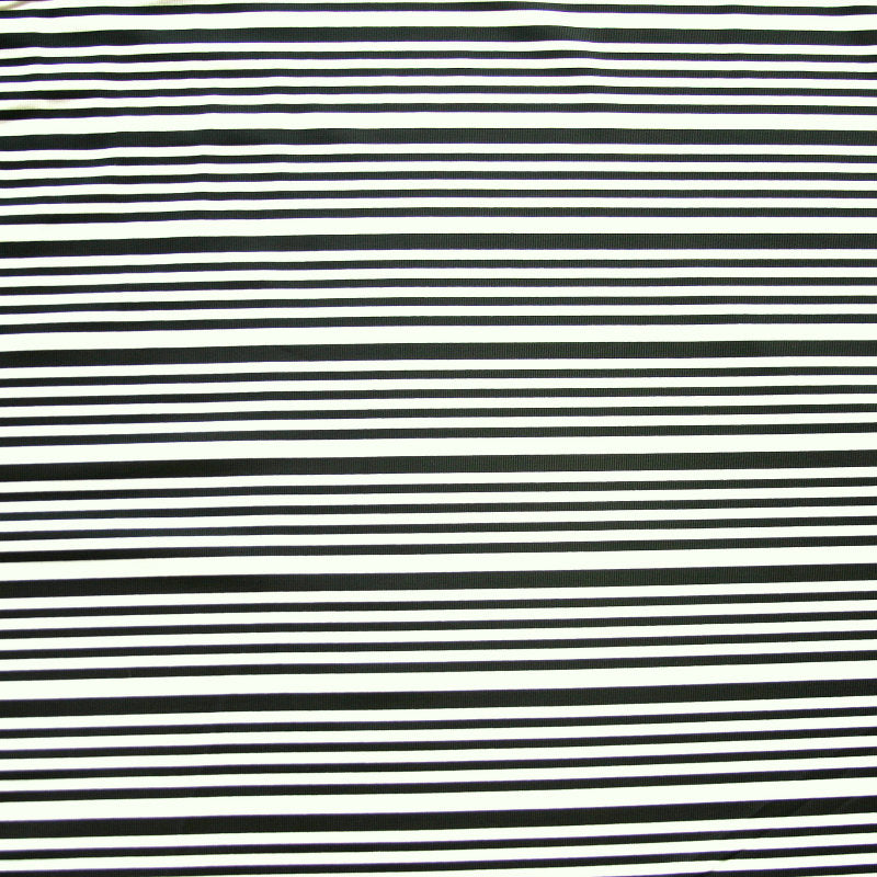 Nylon Lycra Swim Knit Black Narrow Stripes on White